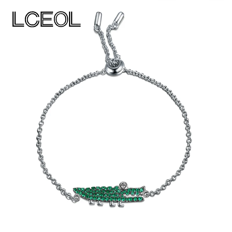 

LCEOL Monaco Jewelry Trendy Alligator Pendant Bracelets Green Color Zircon Bracelet for Elegant Women Birthday gift Bracelet