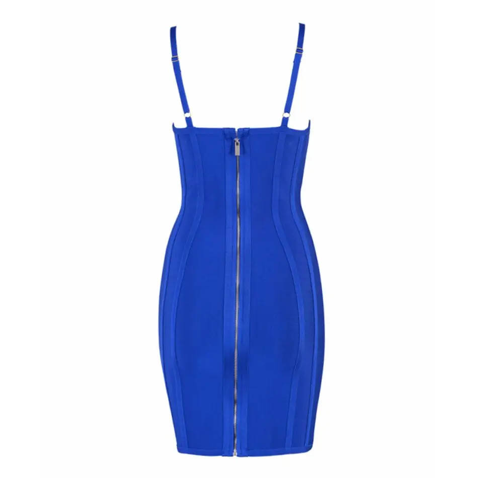 Newest Fashion Celebrity Party Bodycon Bandage Dress Women Blue Spaghetti Strap V-Neck Sexy Night Out Club Dress Women Vestidos (6)