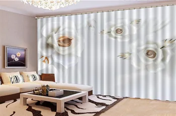

3d Curtain Window Promotion Clear And Simple White Flowers Curtains Beautiful And Practical 3d Digital Printing Curtains