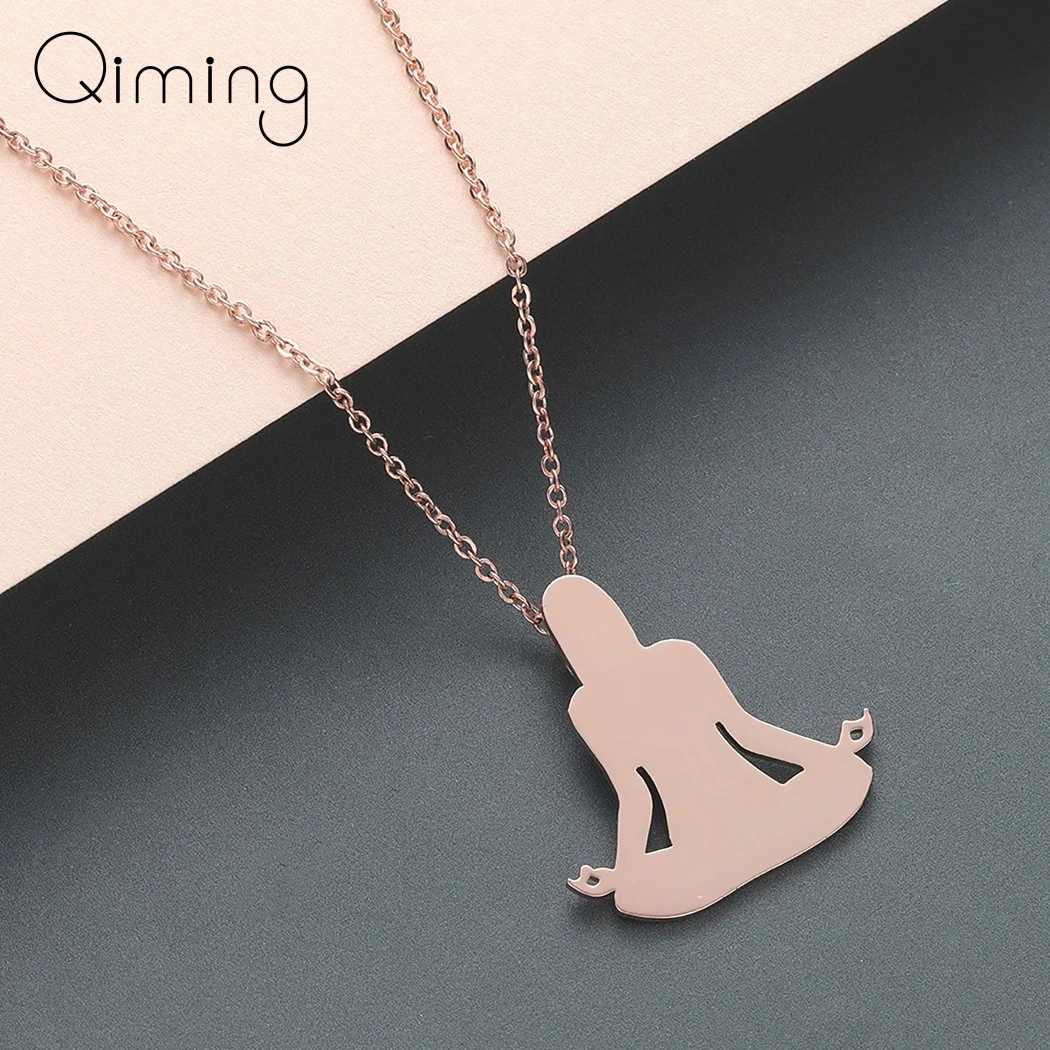 

Figure Yoga Necklace Female Women's Sports Boho Jewelry Accessories Retro Vintage Rose Gold Necklaces Collier Gift
