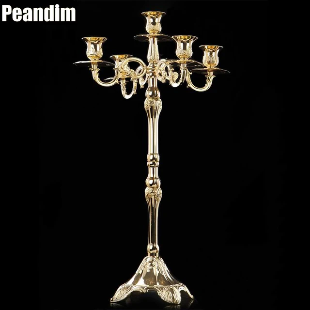 Peandim European 6pcs Lot Wedding Decor Floor Candelabra 65cm Height Peandim European 6pcs Lot Wedding Decor Floor Candelabra 65cm Height Silver And Gold Candle Holder