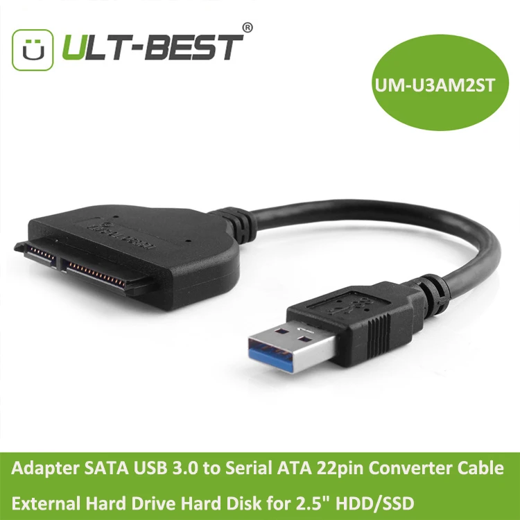 Ult-лучший адаптер SATA USB 3,0 для последовательного ATA 22pin конвертер Кабель внешний жесткий диск для 2," HDD/SSD 20 см