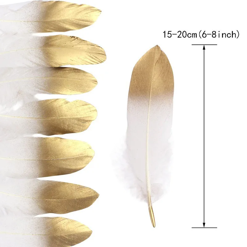 WXBOOM-36-Pcs-Gold-Dipped-Natural-White-Feathers-for-Various-Crafts-DIY-Decor-Feathers-Wedding-Feather(3)