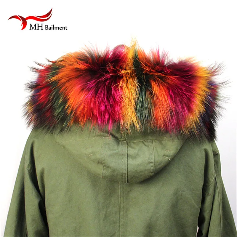 Женский шарф из натурального меха енота модный роскошный пальто с мехом L #30 зима