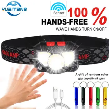

3000lums Sensor LED Headlamp Motion Sensor Powerfull Hard Hat LED headlight Built-in inductive USB rechargeable Waterproof gift