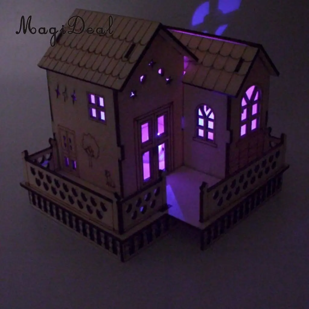 MagiDeal Wooden 3D China House Villa Model Construction with LED Lights Home Decor for Friends Lover Family Kids Birthday Gift