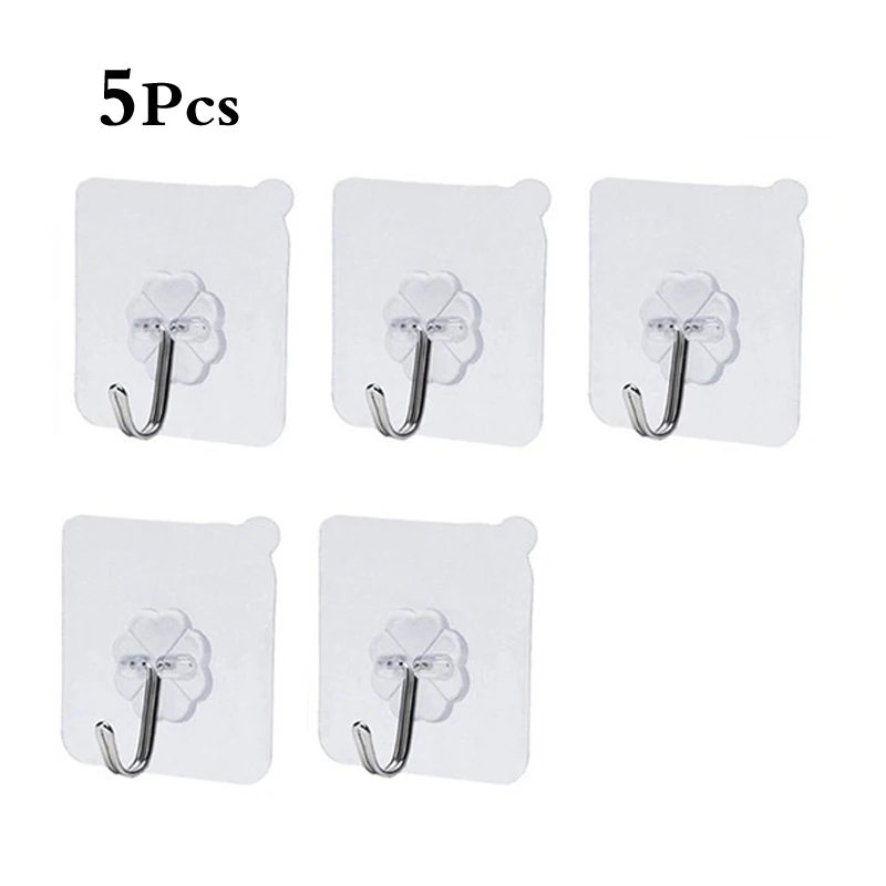 Adhesive Wall Hooks For Hanging Heavy Duty Towel Coat Hooks Waterproof Transparent Hook For Bathroom Shower Kitchen Keys Door Outdoor Home Improvement