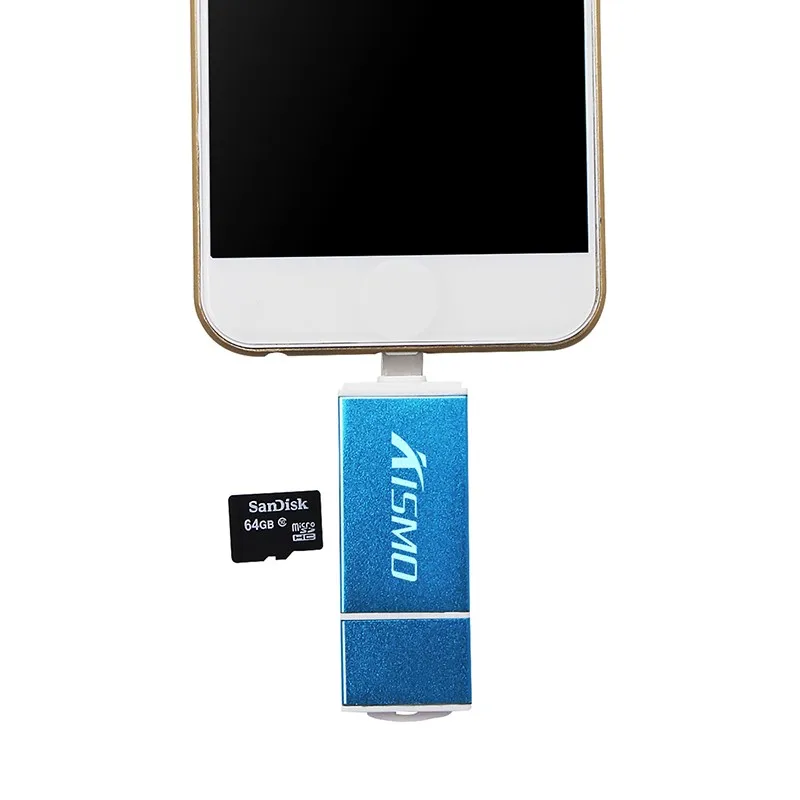 Kismo микро SD карты памяти OTG USB, для карты памяти SD Card Reader Адаптер для iPhone X 8 7 6 Plus 5S iPad Air A3 A5 A7 2016 S6 S7 край Android