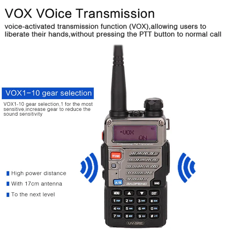 Baofeng UV-5RE рация 10 км с vox сканером SOS звуковой сигнал FM фонарик высокой мощности RX TX охотничья радиостанция cb радио Автомобильная