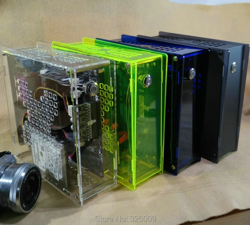 Простой ITX прозрачный мини шасси промышленный 17*17 см чехол для материнской платы с 84 Вт блок питания Настольный компьютер HTPC