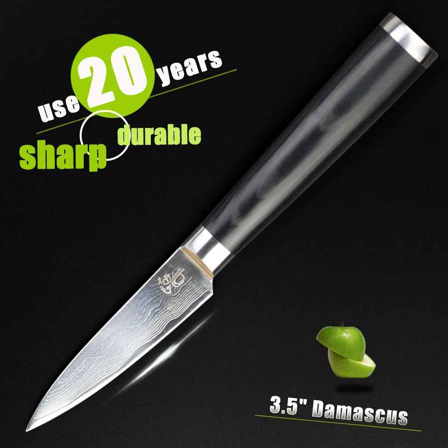 HAOYE 3,5 дюймов нож для очистки овощей Дамасские кухонные ножи Япония лезвие из нержавеющей стали Микарта ручка Прочное Лезвие