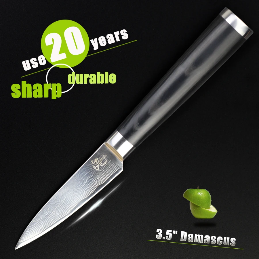 

HAOYE 3.5" inch paring knife Damascus kitchen knives Japan stainless steel blade micarta handle durable blade sale free shipping