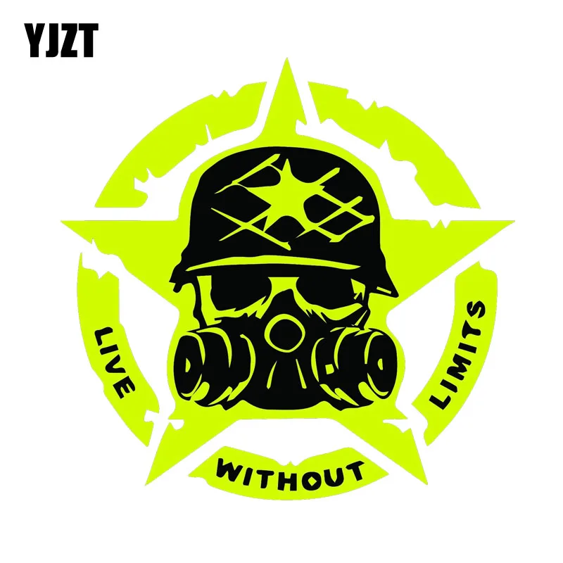 

YJZT 14.6CM*14.3CM Creative LIVE WITHOUT LIMITS Resistance Military Punisher Skull Car Sticker Decal PVC 6-0042