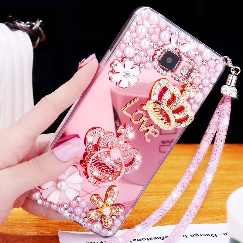 

J7 Prime / On7 2016 Luxury Soft TPU Cover Mirror Case For Samsung Galaxy J5 Prime / On5 2016 Diamond Case Hello Kitty Case Capa