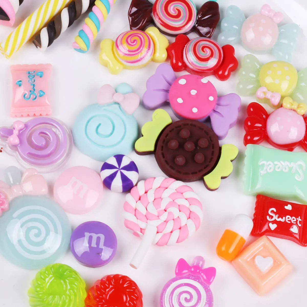 

30 Pieces Assorted Candy Sweets Slime Beads Stuff Resin Flatback Embellishments Slime Charms for Ornament Scrapbook DIY Crafts