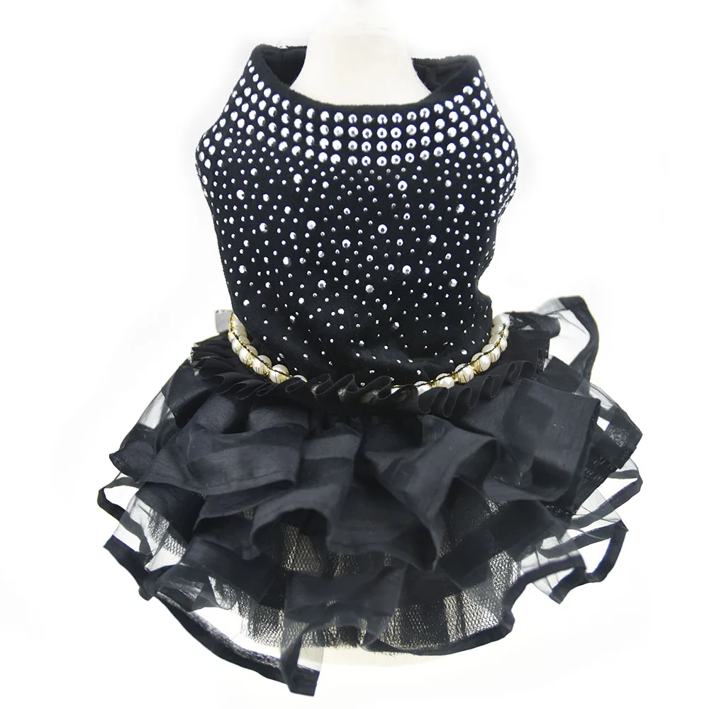 

Cute Bling Pearl Dog puppy dress Tutu skirt dog pet cat luxury Princess wedding party Dress summer dog chihuahua clothes Shirt