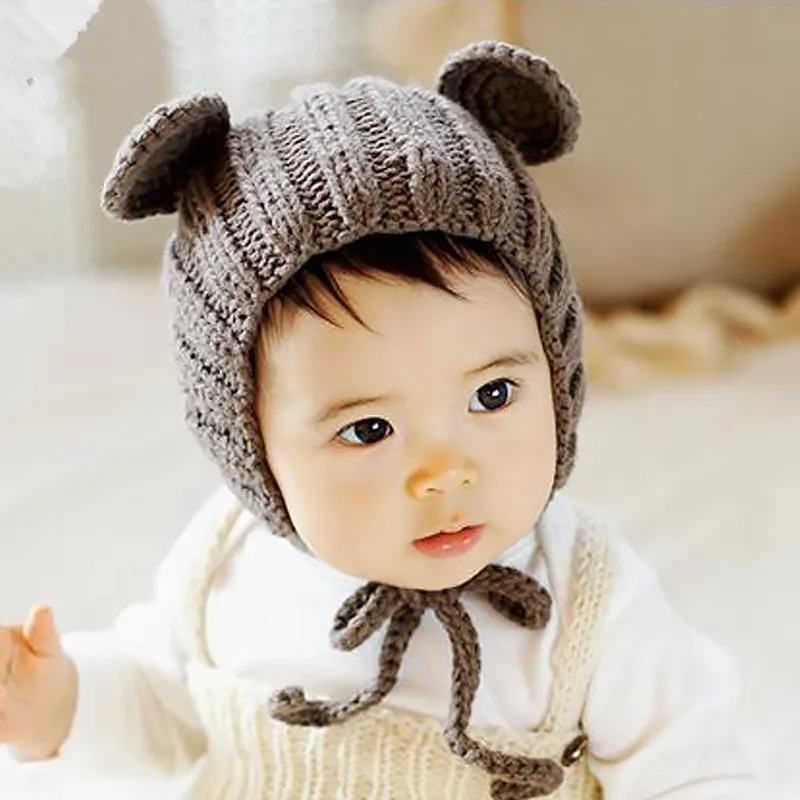 Милые панды уши новорожденных Опора крючком Шапки ручной работы Детский костюм трикотажные шапочки шляпа шапки