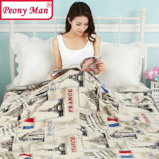 High Quality Flannel Blanket Peony Man Adult Winter Autumn Thick Warm