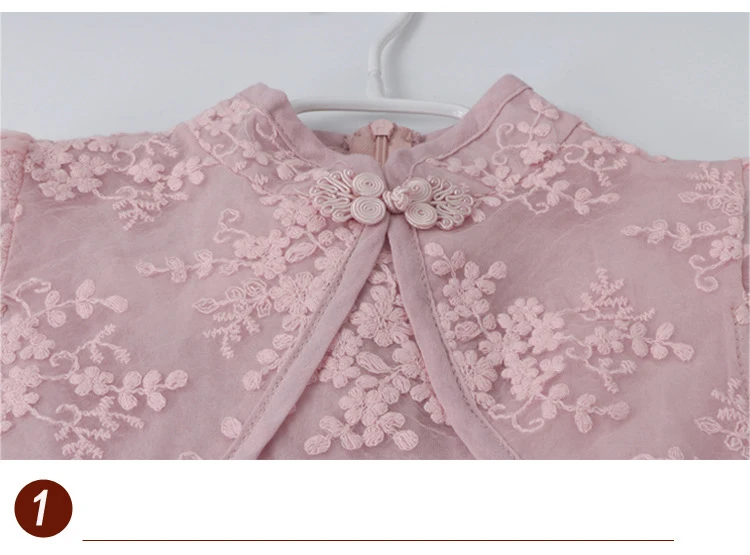 Kids Baby Girls'Dress Summer Korean children's Gauze Cheongsam Dress Princess Party Performance clothes Qipao Ball Gown Dress (13)