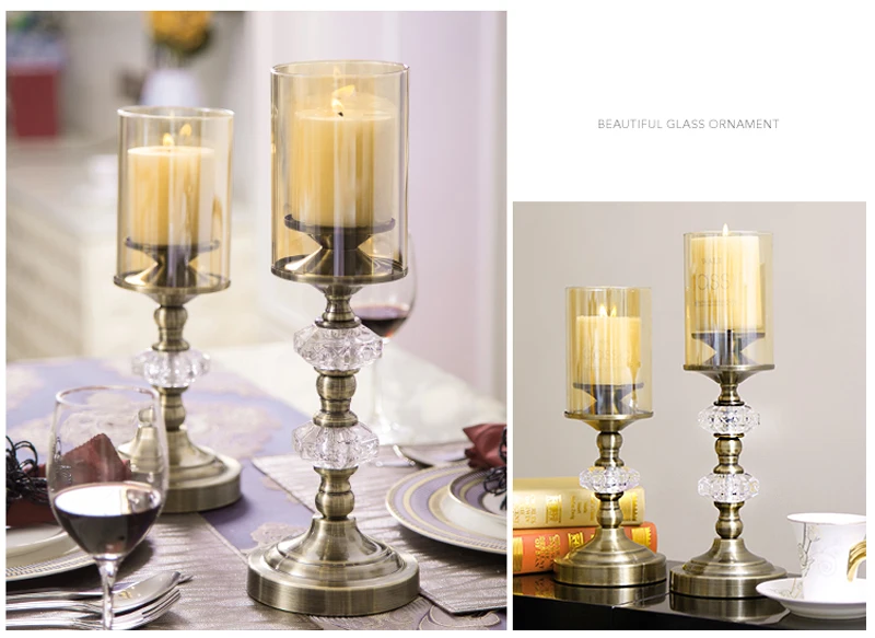 Американский металлический Ретро подсвечник романтическое украшение для дома свечей ужин модель комнаты дисплей кристалл металлический воск подсвечник