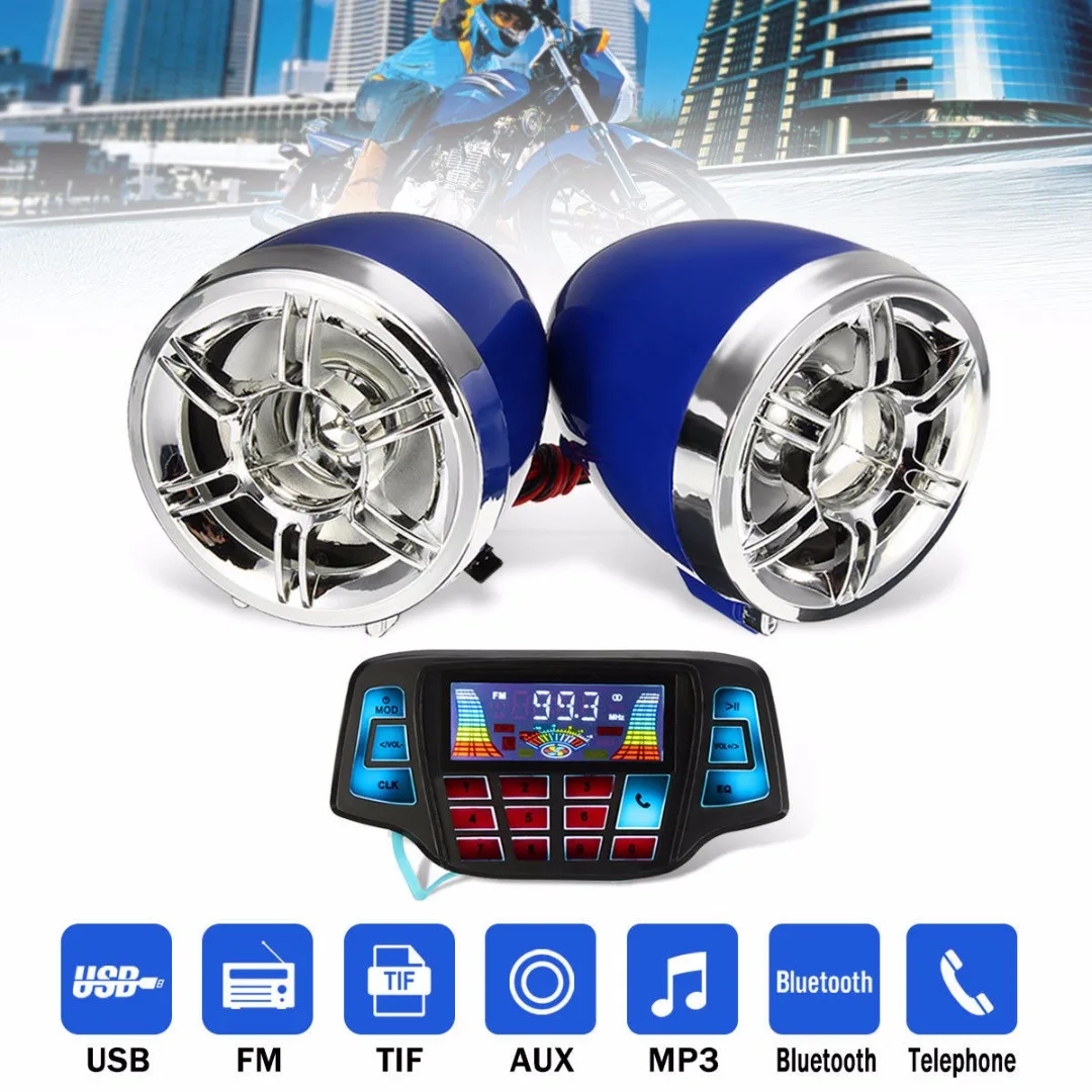Newest 12V Bluetooth Motorcycle Handlebar Audio System FM Radio MP3 Speaker USB