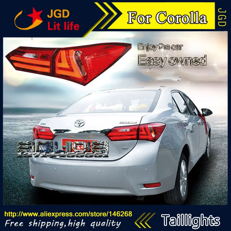 Car Styling tail lights for Toyota Corolla 2014 LED Tail Lamp rear trunk lamp cover drl+signal+brake+reverse