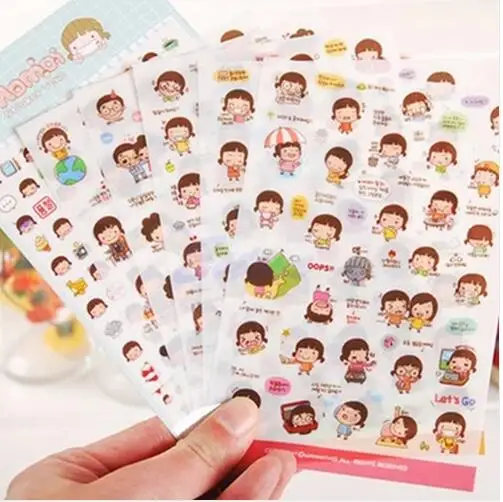 

6Sheets/bag Lovely Cartoon Momoi Girl Diary Planner Stickers Biscuits Scrapbook Calendar Decor Free Shipping
