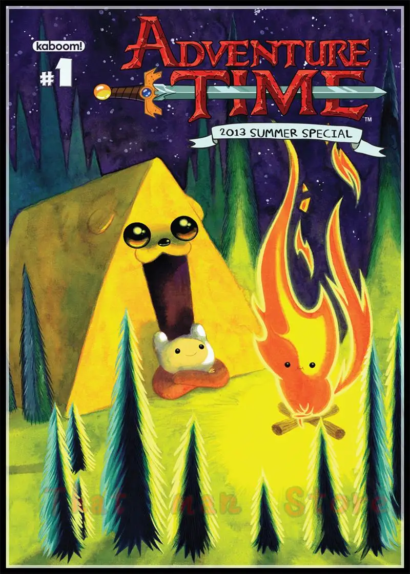 Время приключений con Finn e Jake классический мультфильм плакат четкое изображение наклейки на стену украшение дома хорошее качество принты