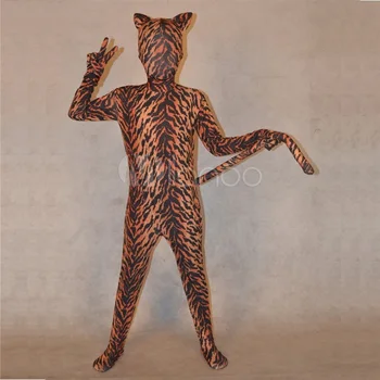 

High Quality Adult Boys Halloween Party Leopard Print Cosplay Costumes Spandex Lycra Zentai Kids Anime Animal Costume Body Suit