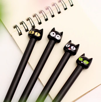 

4pcs/Lot 2015 new Black cat Gel pen Cute cat ink pens Kawaii Korean Stationery Canetas escolar Office material School supplies