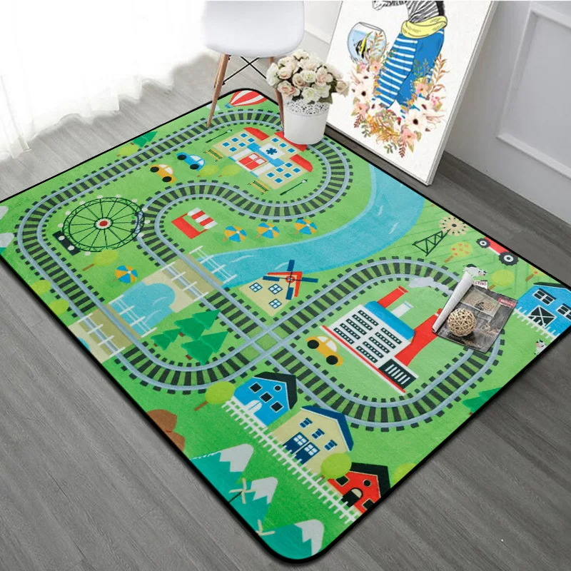 Tappeto Gioco Per Bambini Con Strade Città - Antiscivolo, Lavabile, 80x120 Cm, Marrone Chiaro - Foto 11