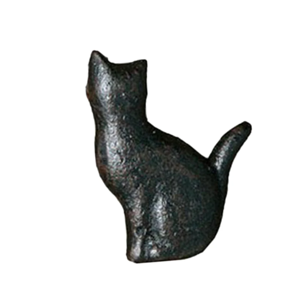 Cast Iron Matt Black Cat Shaped Cupboard Drawer Knob Kitchen Cabinet Door Pull Knobs with Screws