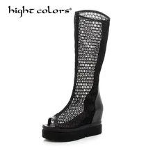 Горячая Распродажа; Новинка года; модные летние женские высокие сапоги с вырезами на платформе; женская обувь с открытым носком, увеличивающая рост; 3611