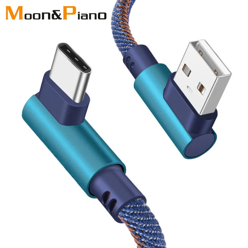 

Double Elbow 90 Degrees Mobile Phone Cables Cowboy Braided Wire Data Transmission USB Cable For Android iOS Type c 1 M 2 M