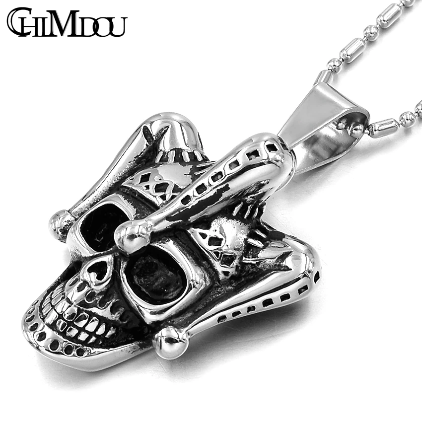 

CHIMDOU Fashion Men Stainless Steel Pendant Necklace Chain Skull Clown Jewelry 2019 Hot Selling AP1810