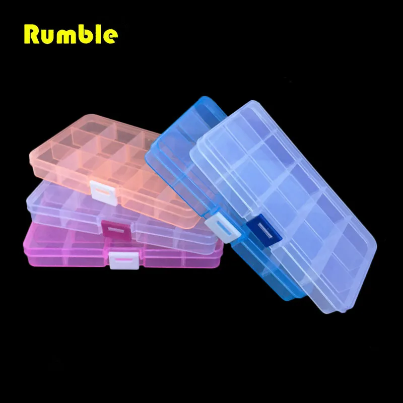 

New 15 Slots Cells Colorful Portable Jewelry Tool Storage Box Container Ring Electronic Parts Screw Beads Organizer Plastic Case