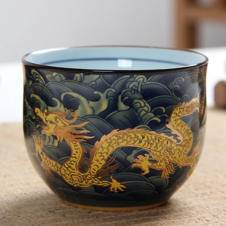100 мл креативная Китайская традиционная королевская драконовая чайная чашка с двойными стенками, керамическая чашка для чая кунг-фу, чаша для чая тикуанин пуэр - Цвет: 03