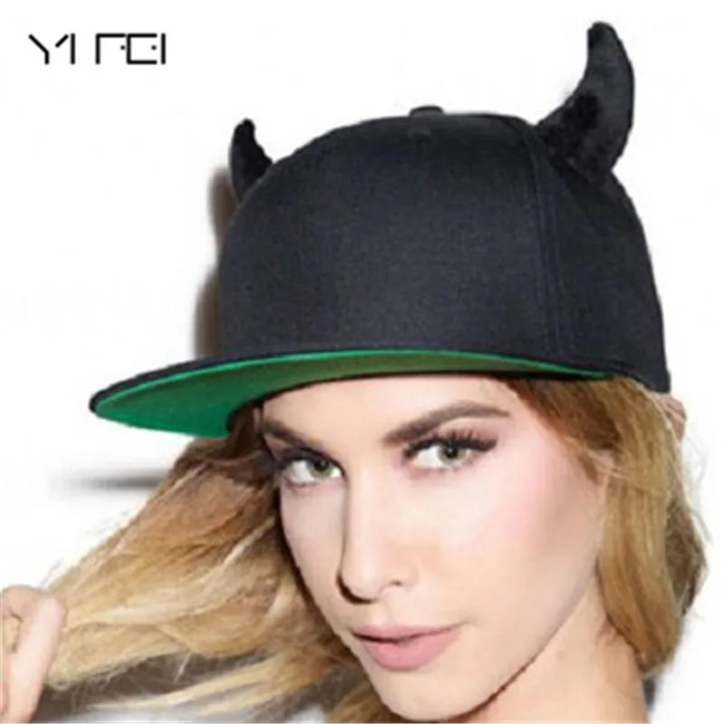 Unisex Fashion Caps Men Women Adjustable Hat Ox Horn Hat Flat Along The