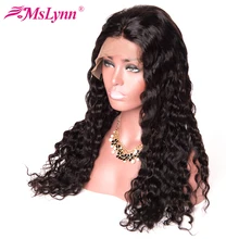 Mslynn 6″x12″ Brazilian Water Wave Lace Front Human Hair Wigs With Baby Hair 150% Gluless Non-Remy Hair Wig For Black Women