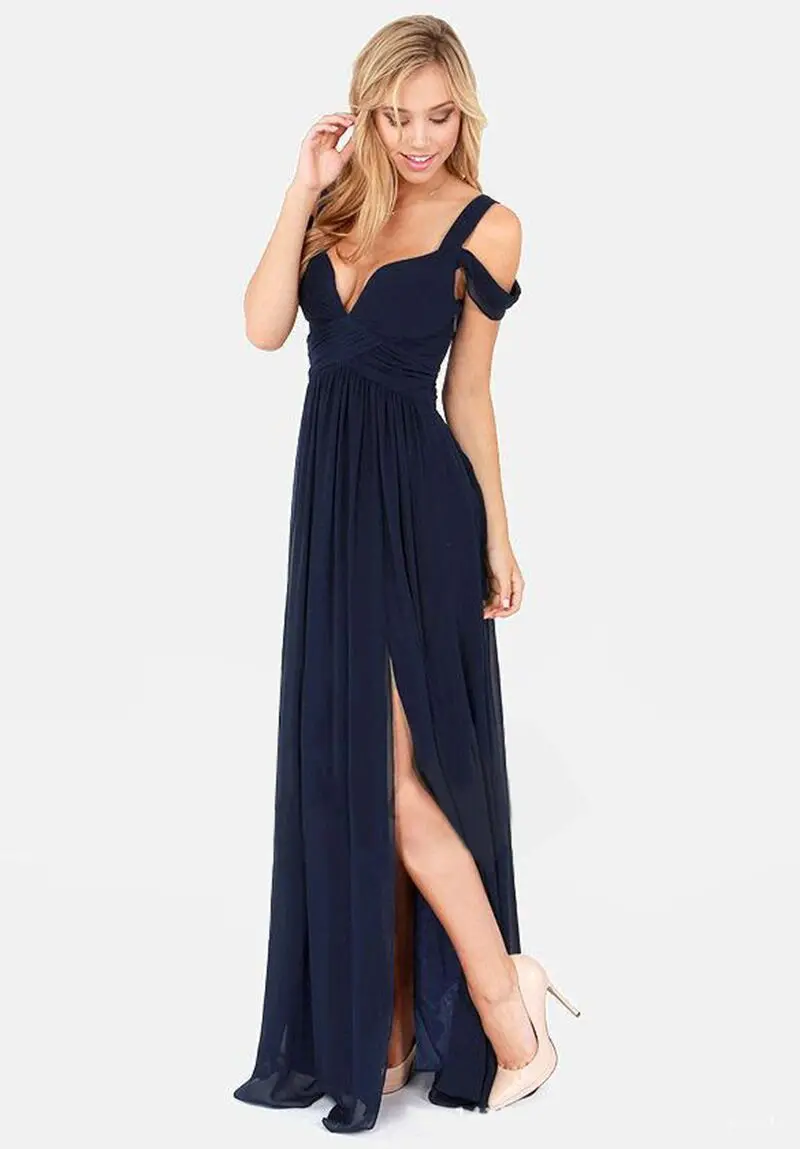 

Womens Sexy Evening Party Dress Beach V-neck Long Maxi Split Summer Dresses