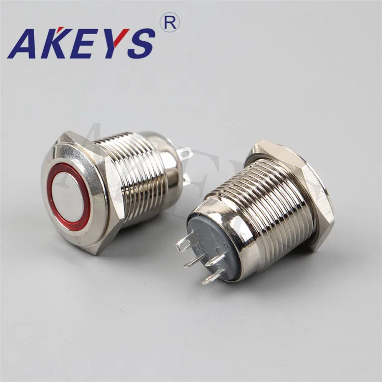 PX16D-P10Z-E LED Lighted Power Push Button 16mm Push Button Switch With Ring LED