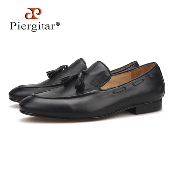 

Piergitar 2018 new style Handmade men leather shoes party and wedding men tassel loafers Italian cow leather men's casual shoes