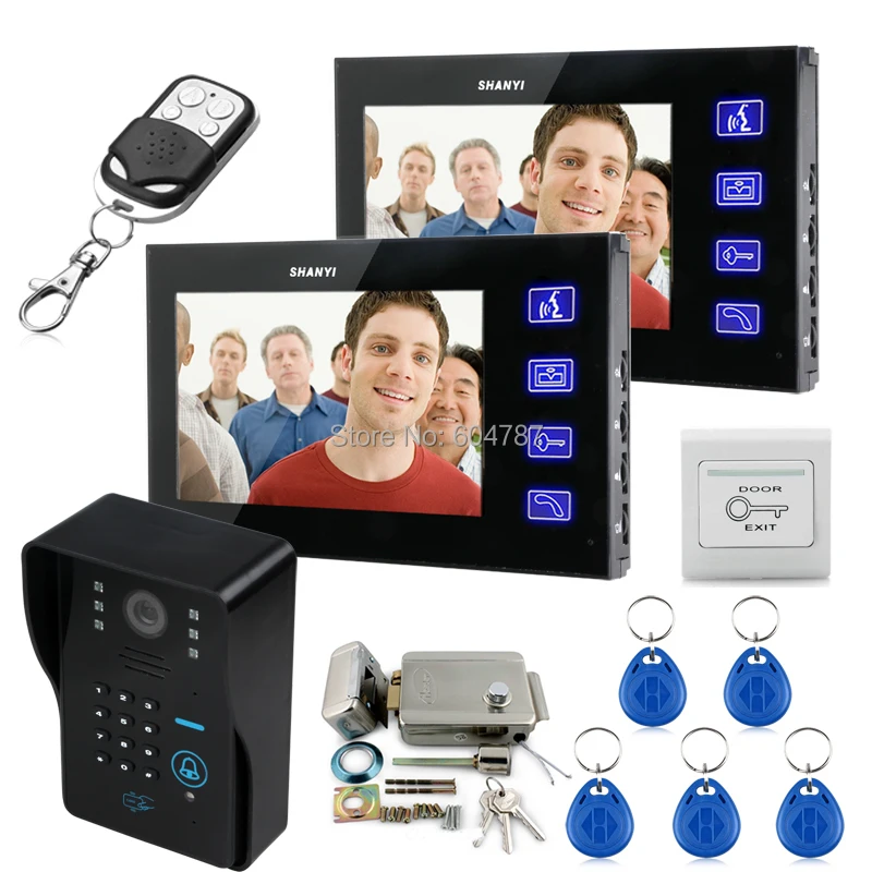 Touch Key 7\ Lcd Video Door Phone Intercom System Wth IR Camera & Code Keypad Electronic Door Lock 1V2