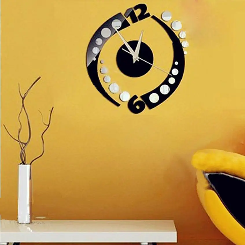 

2017 New Fashion Rotation Sticker DIY Mirror Wall Clock Wall Sticker Home Decoration Duvar Sticker Wall Decor Wall Sticker