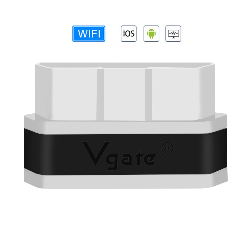 Vgate obd2 ELM327 V2.1 icar2 диагностический инструмент wifi мини сканер elm 327 wifi адаптер для IOS/android/PC/OBD 2 wifi считыватель кодов - Цвет: WIFI-White Black