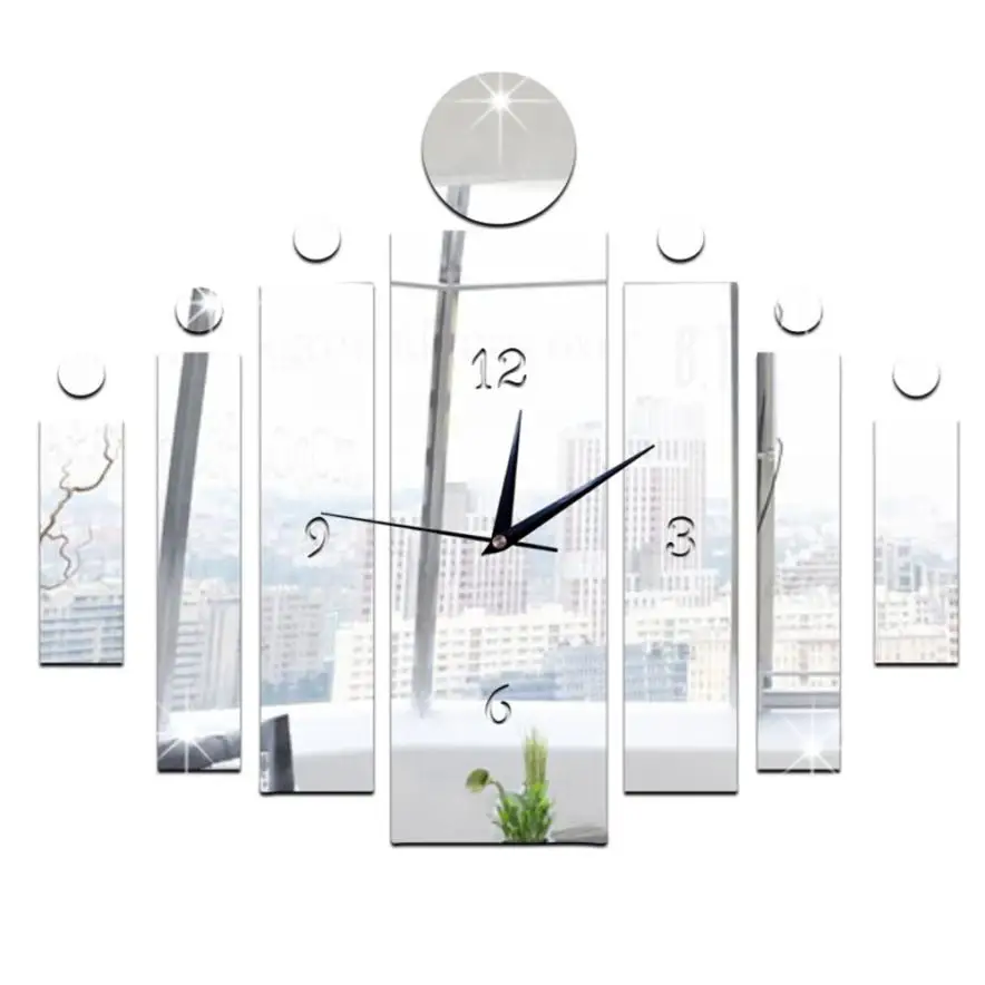 

My House DIY Luxury 3D Mirror Silver Wall Clock Modern Design Home Decor Watch Wall Sticker 17NOV11