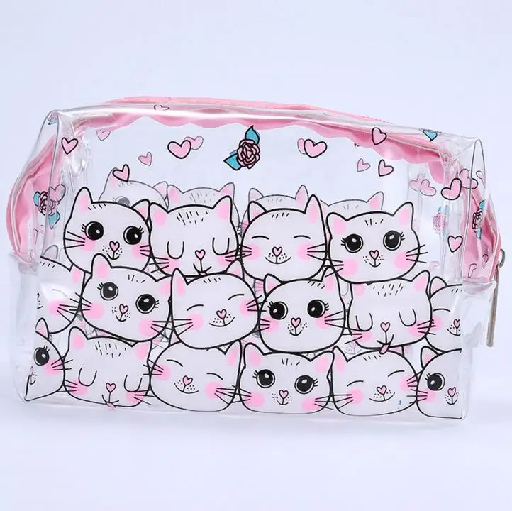 

1pcs Cartoon PVC Pencil Case Makeup Bag Waterproof Zipper Toiletry Bag Purse Organizer Portable Transparent Bag School Supplies