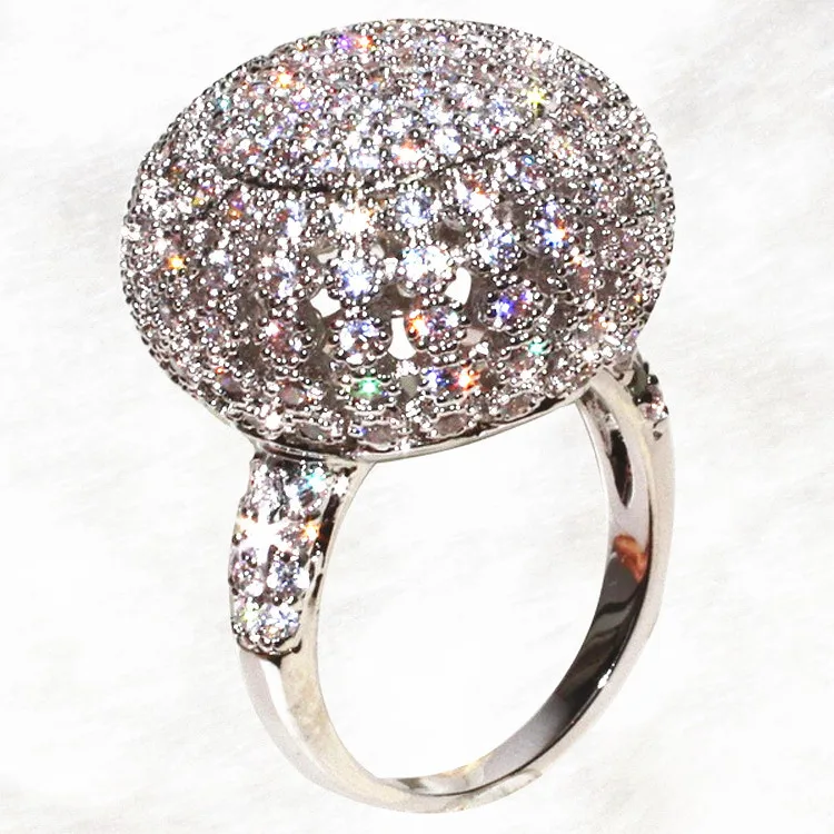 

YalooWa Luxury Big Ball Crown Bright Rings For Women Full Dazzling Noble Ring Fashion Jewelry