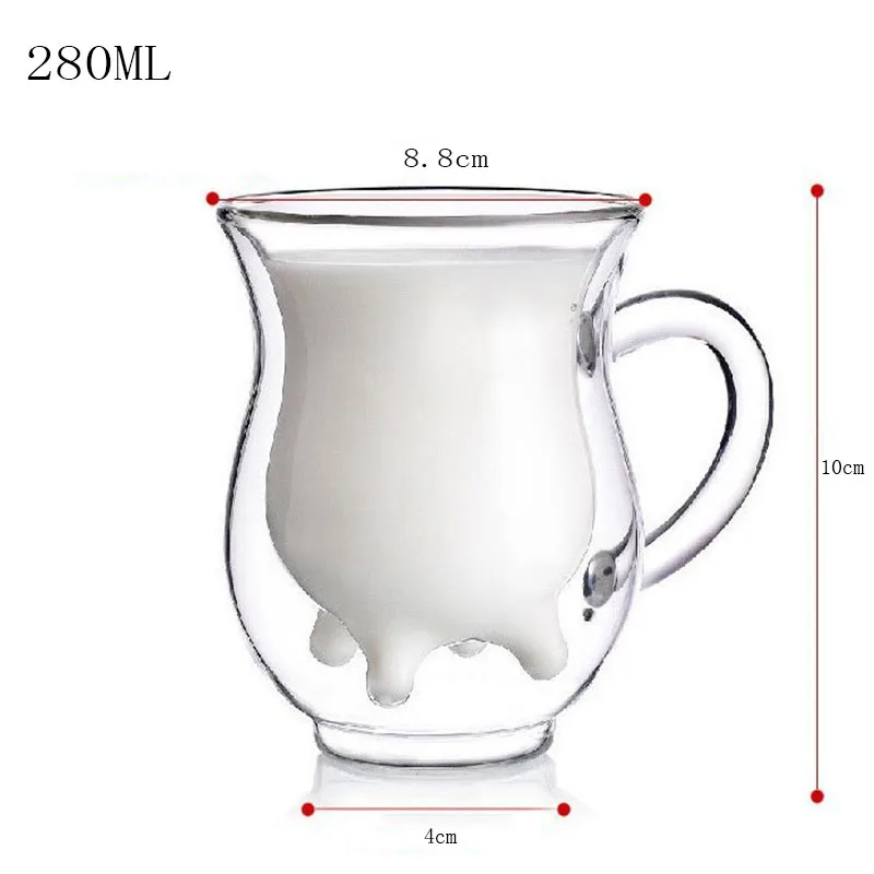 10 см Креативный дизайнер коровы стекло Прозрачный молоко высокое качество чистый ручной коктейли вина чашки Обреченные посуда для напитков в подарок