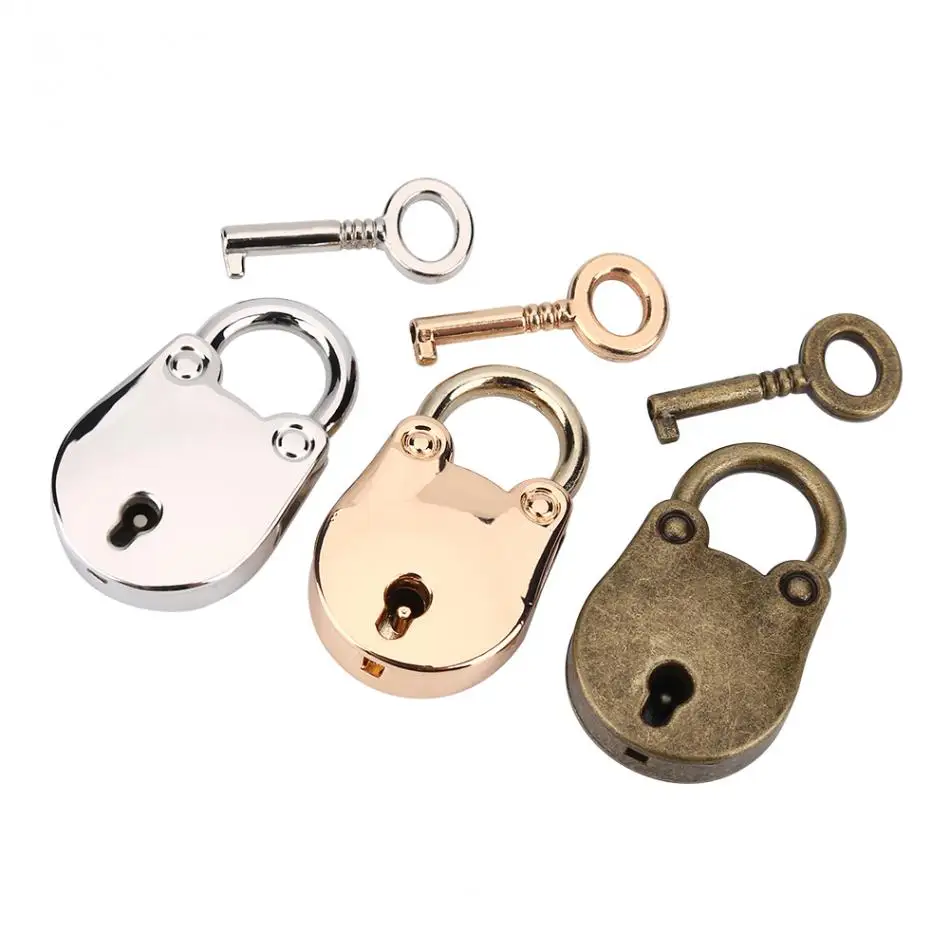 3Pcs/Set Antique Padlock & Skeleton Key Notebook Metal Lock Silver